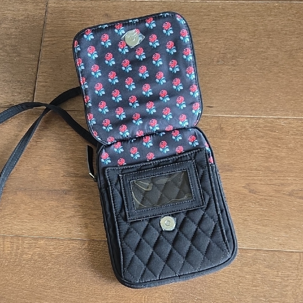Vera Bradley Black Quilted Small Crossbody Pouch - Picture 3 of 9